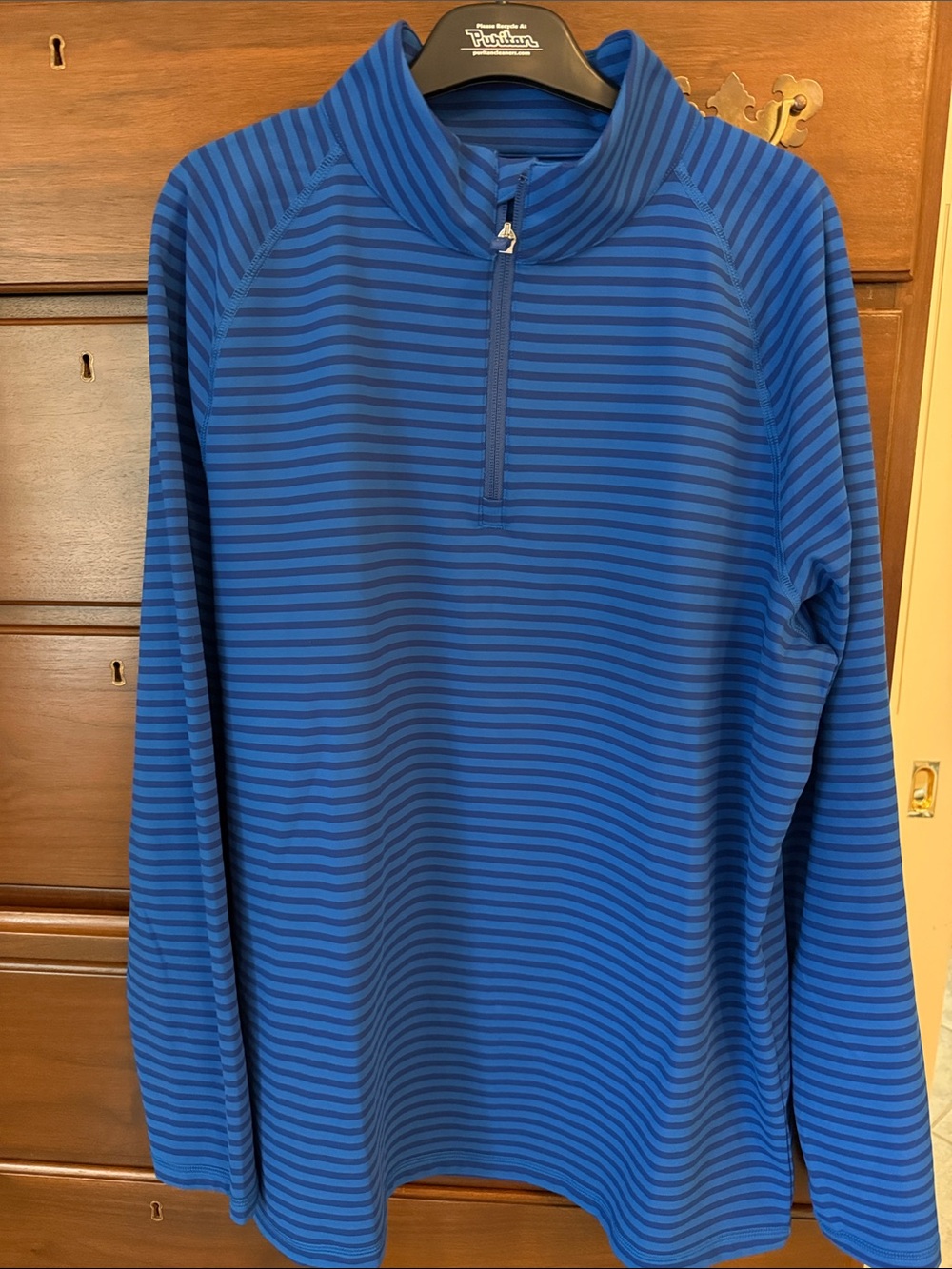 G/Fore Men's large Blue Striped Quarter-Zip Pullover